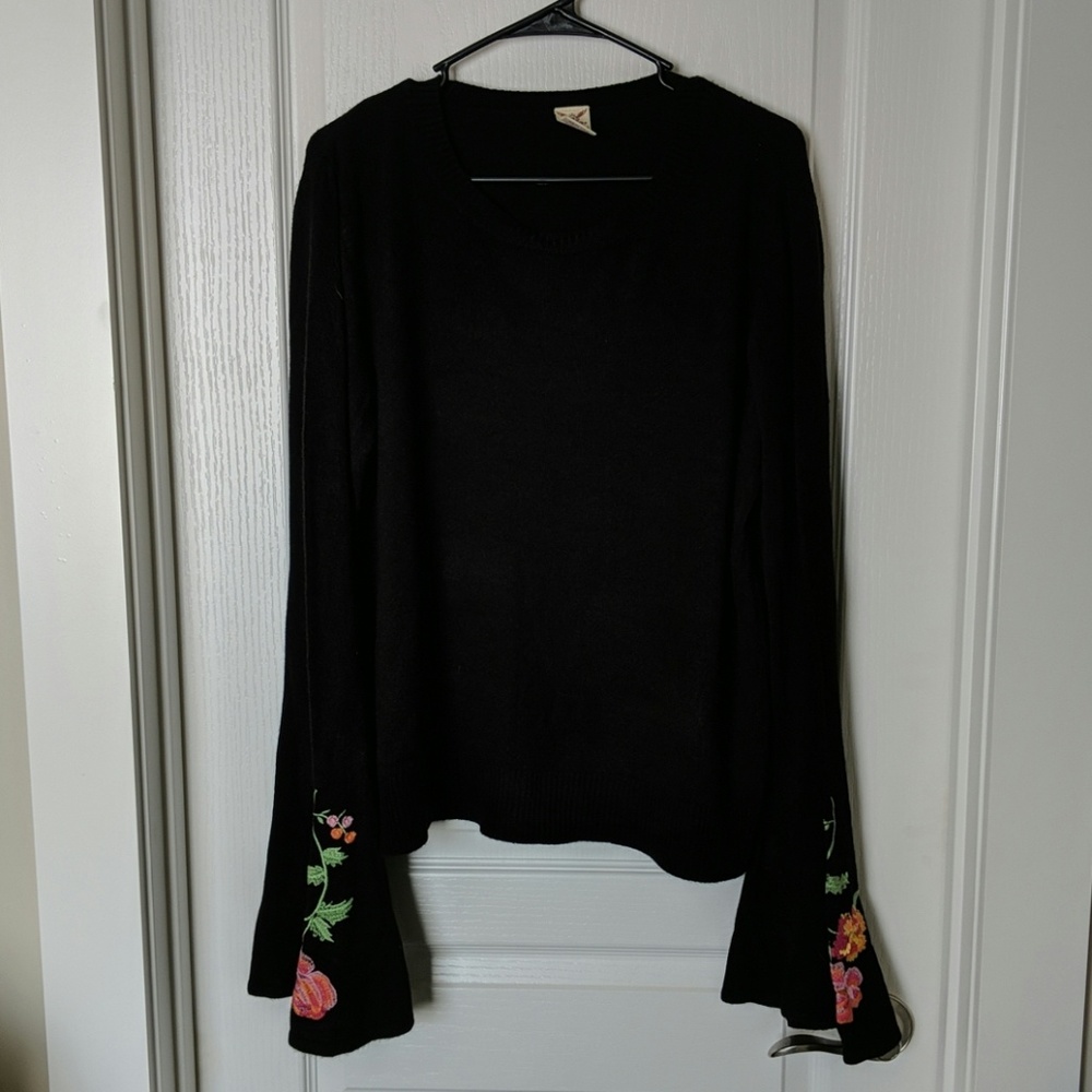 Black Sweater with Decorative Sleeves
